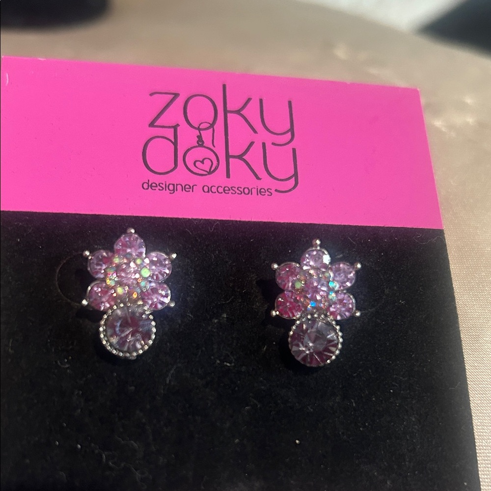 Lavender Crystal Dainty Flower Earrings-NWT
